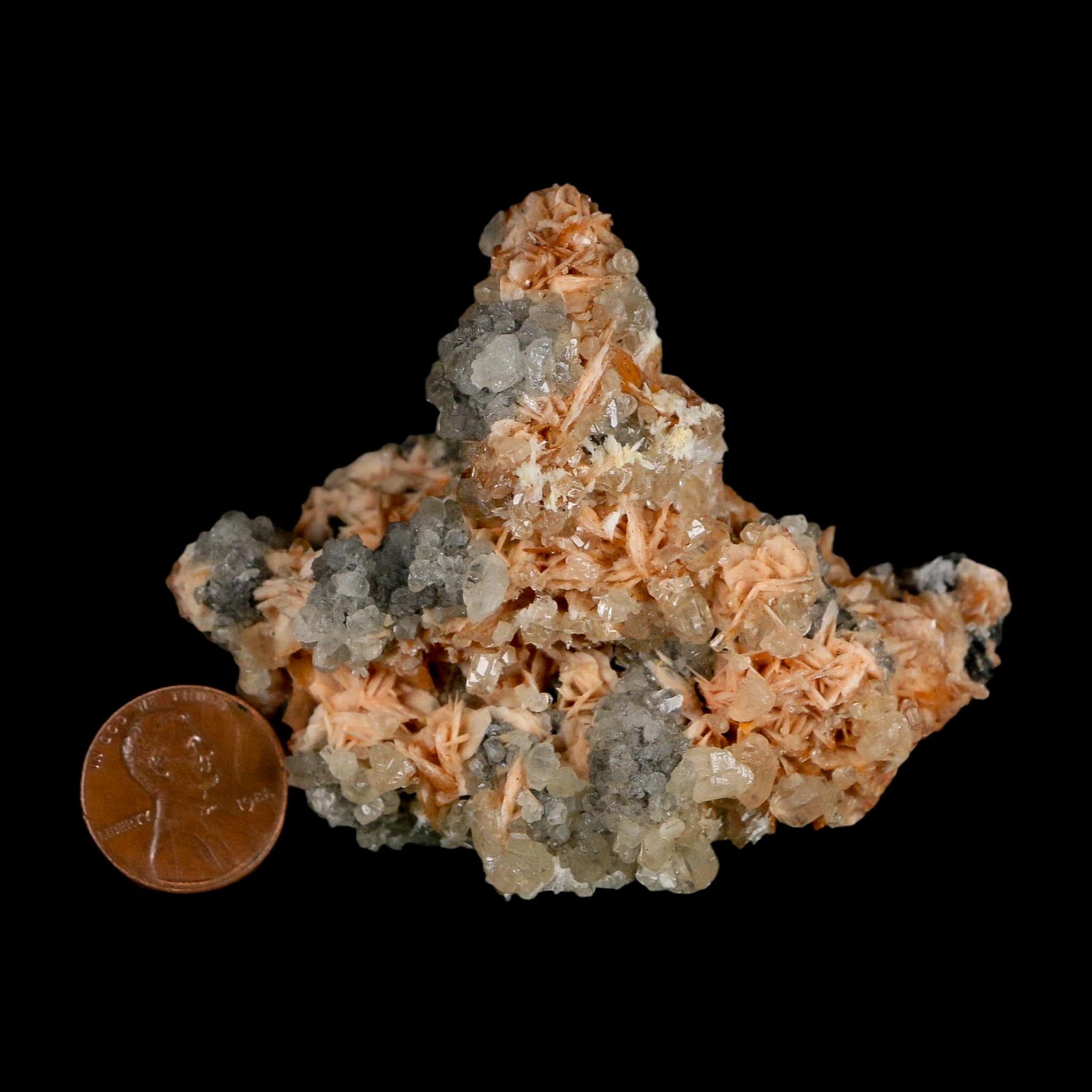 2.9" Sparkly Orange Barite Blades, Cerussite Crystals, Galena Crystal Mineral Morocco