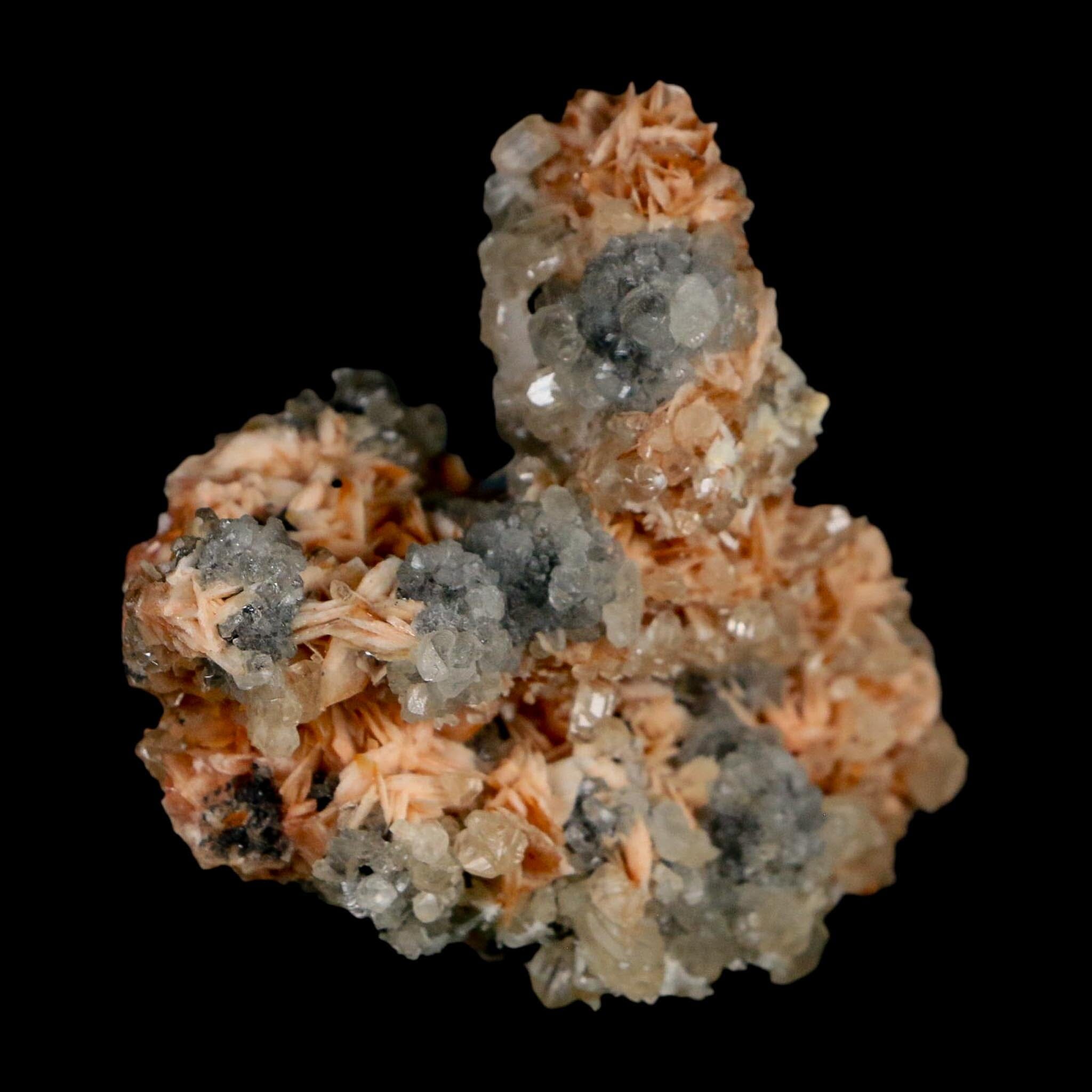 2.9" Sparkly Orange Barite Blades, Cerussite Crystals, Galena Crystal Mineral Morocco