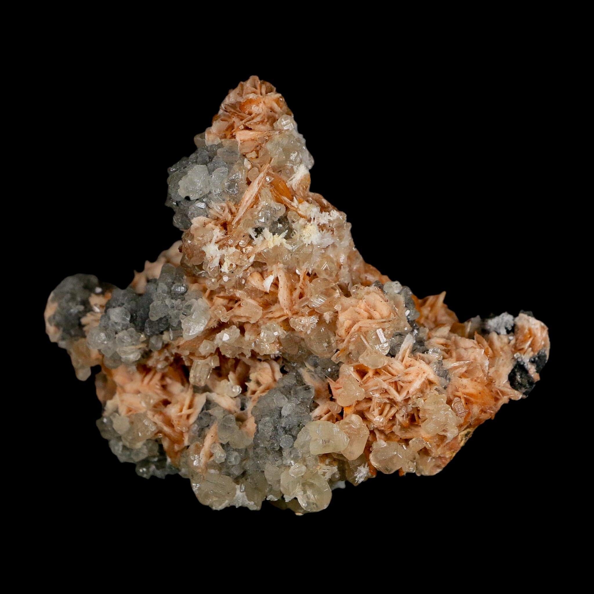 2.9" Sparkly Orange Barite Blades, Cerussite Crystals, Galena Crystal Mineral Morocco