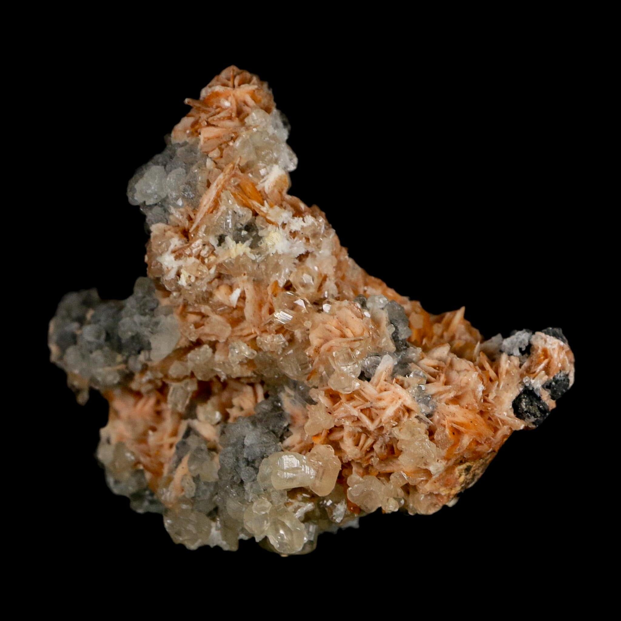 2.9" Sparkly Orange Barite Blades, Cerussite Crystals, Galena Crystal Mineral Morocco
