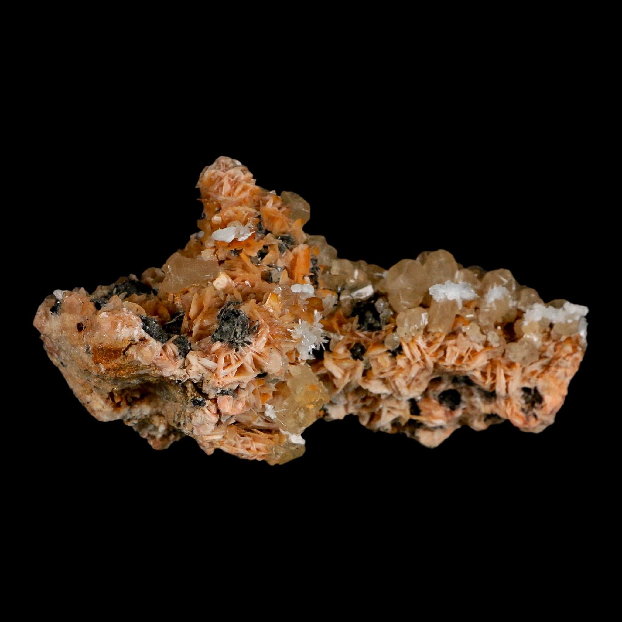 3.7" Sparkly Orange Barite Blades, Cerussite Crystals, Galena Crystal Mineral Morocco