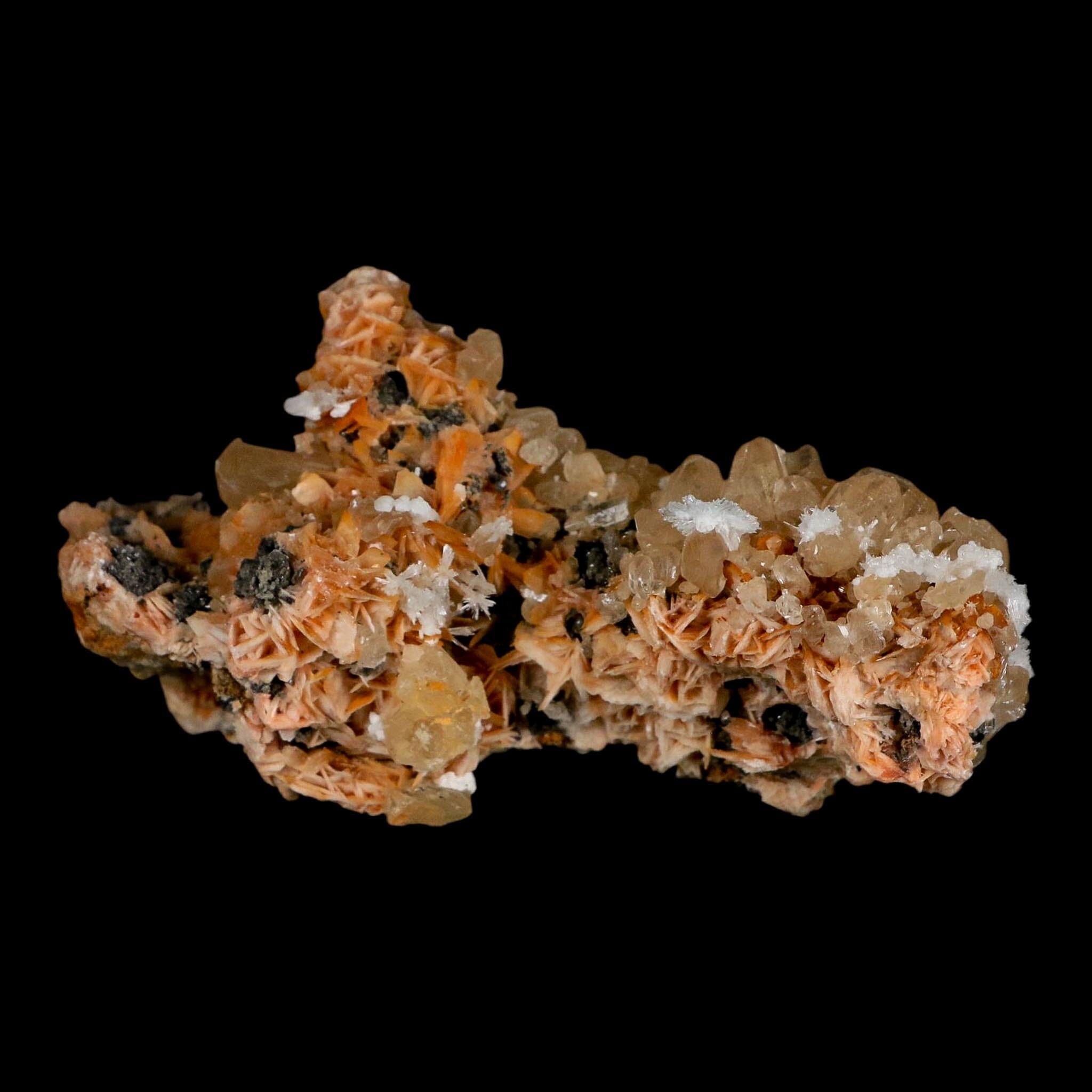 3.7" Sparkly Orange Barite Blades, Cerussite Crystals, Galena Crystal Mineral Morocco