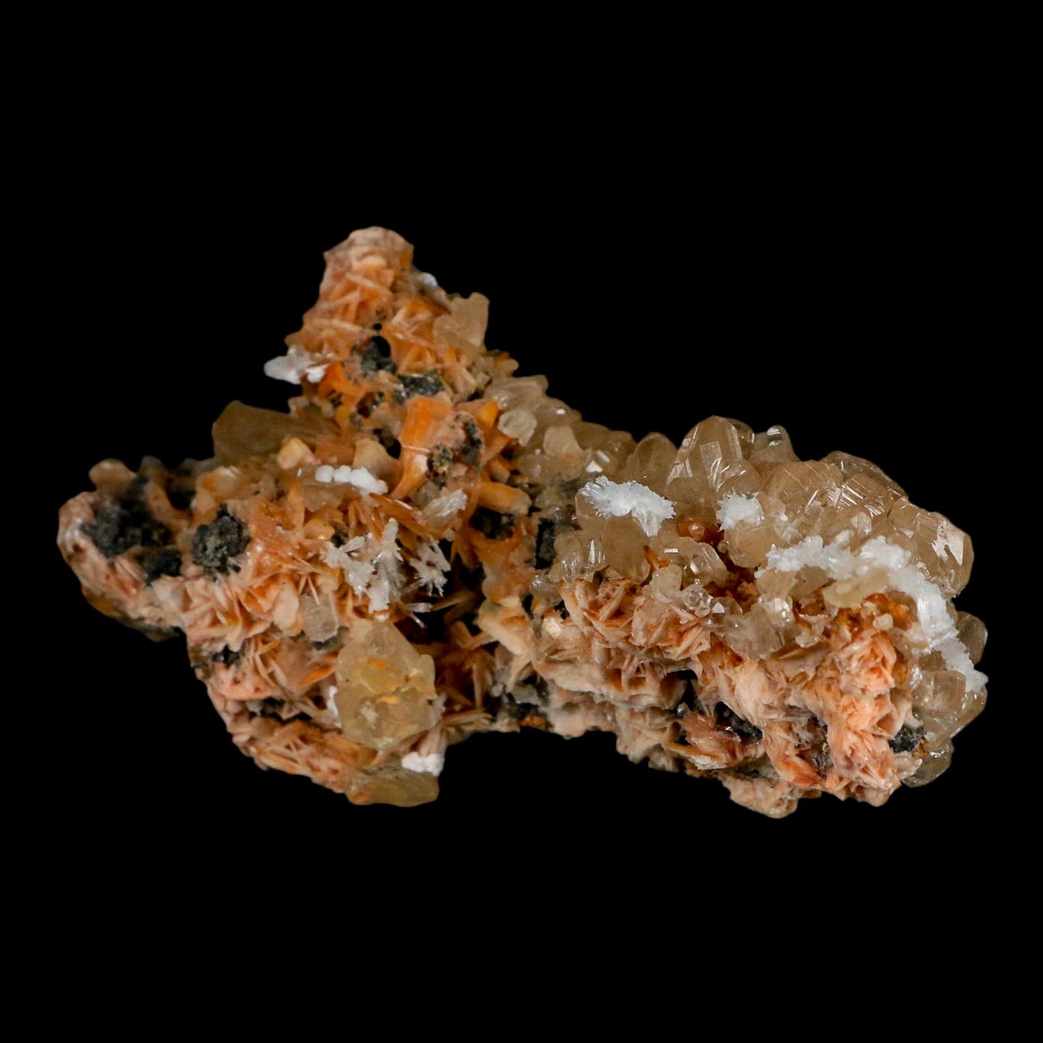 3.7" Sparkly Orange Barite Blades, Cerussite Crystals, Galena Crystal Mineral Morocco