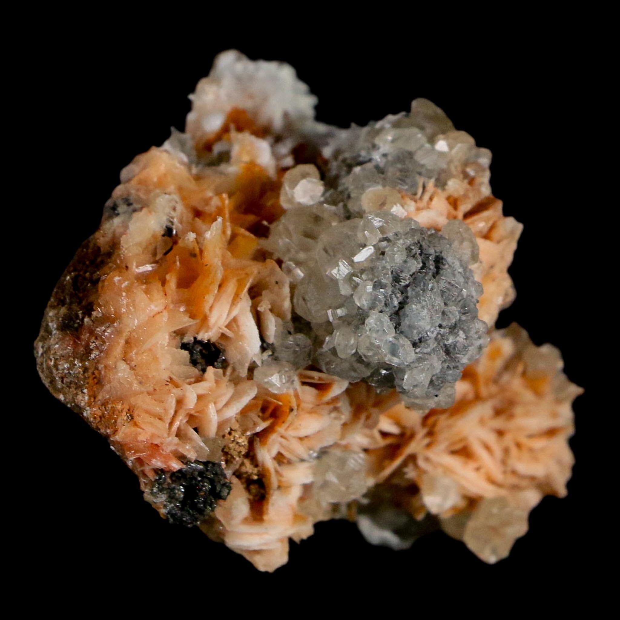 1.9" Sparkly Orange Barite Blades, Cerussite Crystals, Galena Crystal Mineral Morocco