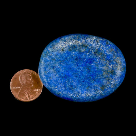 2" Natural Blue Lapis Lazuli Worry Palm Stone Pyrite Crystal Calcite Mineral - Fossil Age Minerals