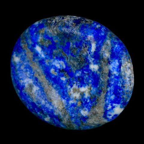 2" Natural Blue Lapis Lazuli Worry Palm Stone Pyrite Crystal Calcite Mineral - Fossil Age Minerals