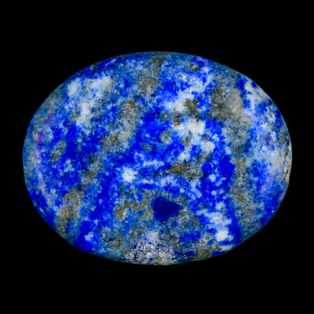 2" Natural Blue Lapis Lazuli Worry Palm Stone Pyrite Crystal Calcite Mineral