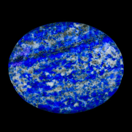 2" Natural Blue Lapis Lazuli Worry Palm Stone Pyrite Crystal Calcite Mineral