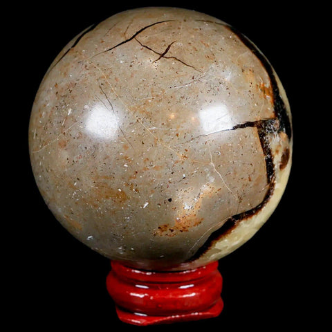 XL 55MM Septarian Dragon Stone Vug Sphere Mineral Healing Madagascar Stand - Fossil Age Minerals