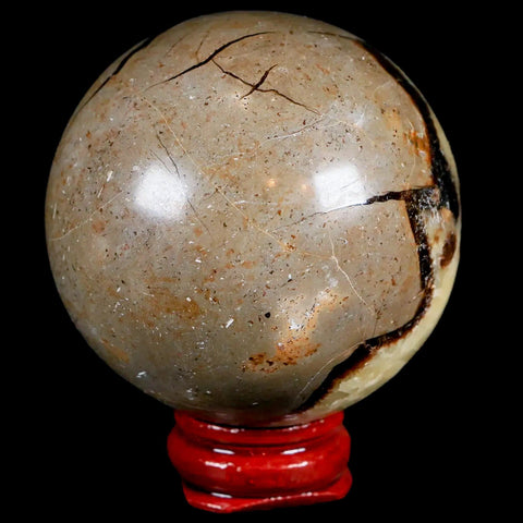 XL 55MM Septarian Dragon Stone Vug Sphere Mineral Healing Madagascar Stand - Fossil Age Minerals