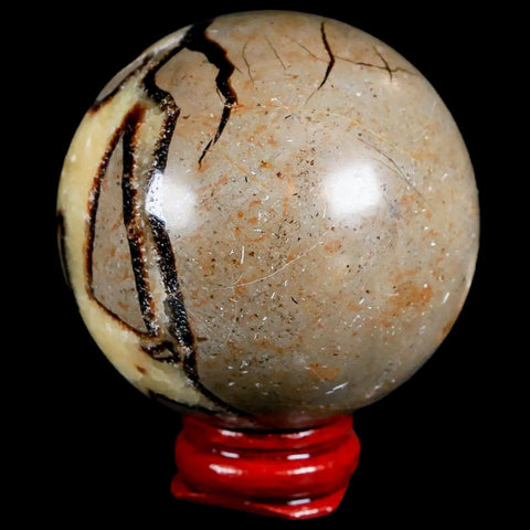 XL 55MM Septarian Dragon Stone Vug Sphere Mineral Healing Madagascar Stand - Fossil Age Minerals