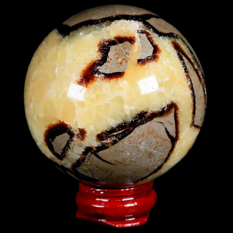 XL 55MM Septarian Dragon Stone Vug Sphere Mineral Healing Madagascar Stand - Fossil Age Minerals