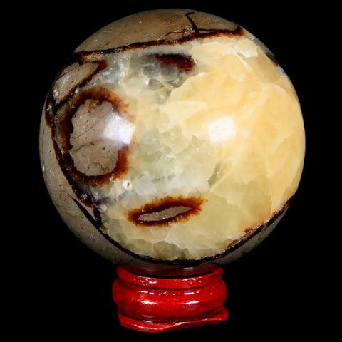 XL 57MM Septarian Dragon Stone Vug Sphere Mineral Healing Madagascar Stand - Fossil Age Minerals