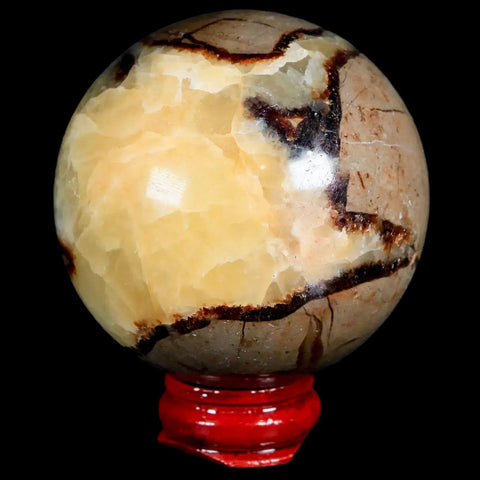 XL 57MM Septarian Dragon Stone Vug Sphere Mineral Healing Madagascar Stand - Fossil Age Minerals