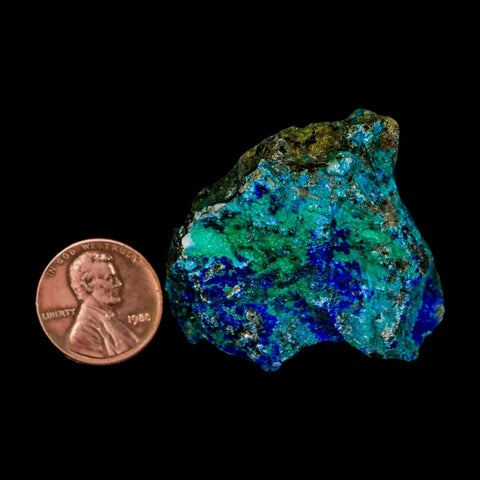1.8" Azurite, Chrysocolla And Malachite Crystal Mineral Specimen On Matrix From Peru