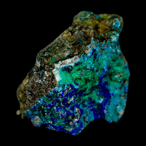 1.8" Azurite, Chrysocolla And Malachite Crystal Mineral Specimen On Matrix From Peru