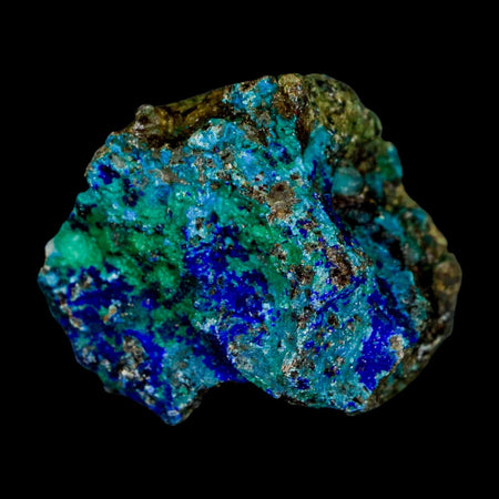 1.8" Azurite, Chrysocolla And Malachite Crystal Mineral Specimen On Matrix From Peru