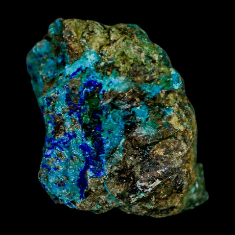 1.8" Azurite, Chrysocolla And Malachite Crystal Mineral Specimen On Matrix From Peru