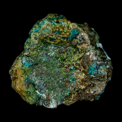 1.8" Azurite, Chrysocolla And Malachite Crystal Mineral Specimen On Matrix From Peru