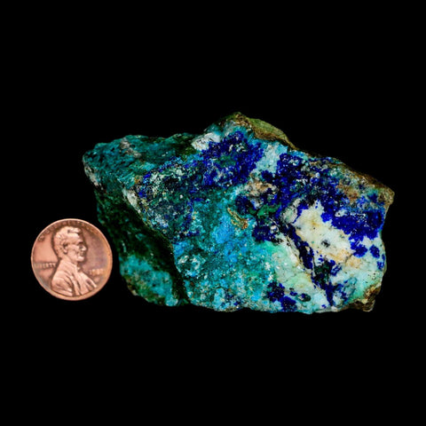 2.7" Azurite, Chrysocolla And Malachite Crystal Mineral Specimen On Matrix From Peru