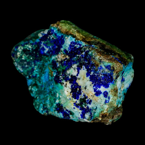 2.7" Azurite, Chrysocolla And Malachite Crystal Mineral Specimen On Matrix From Peru