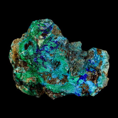 2.6" Azurite, Chrysocolla And Malachite Crystal Mineral Specimen On Matrix From Peru