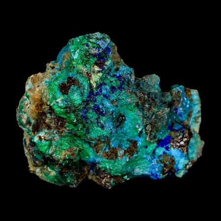2.6" Azurite, Chrysocolla And Malachite Crystal Mineral Specimen On Matrix From Peru