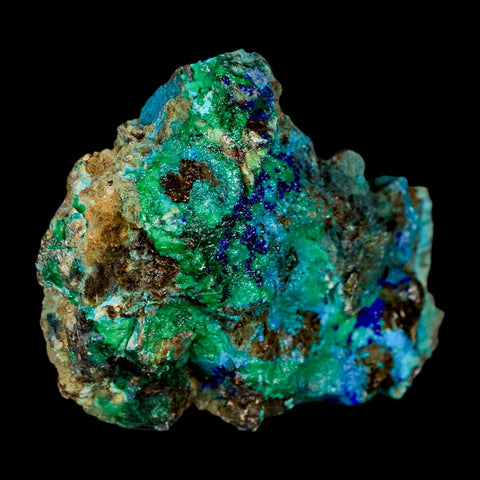 2.6" Azurite, Chrysocolla And Malachite Crystal Mineral Specimen On Matrix From Peru