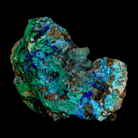 2.6" Azurite, Chrysocolla And Malachite Crystal Mineral Specimen On Matrix From Peru