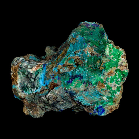 2.6" Azurite, Chrysocolla And Malachite Crystal Mineral Specimen On Matrix From Peru