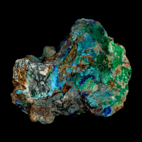 2.6" Azurite, Chrysocolla And Malachite Crystal Mineral Specimen On Matrix From Peru