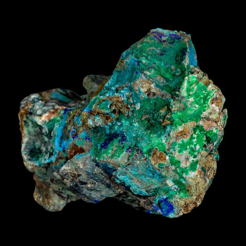 2.6" Azurite, Chrysocolla And Malachite Crystal Mineral Specimen On Matrix From Peru