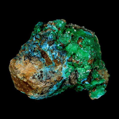 2.6" Chrysocolla And Malachite Crystal Mineral Specimen On Matrix From Peru