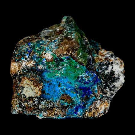 2.2" Azurite, Chrysocolla And Malachite Crystal Mineral Specimen On Matrix From Peru