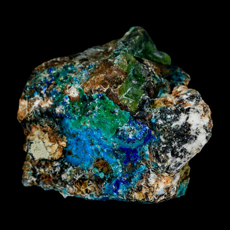 2.2" Azurite, Chrysocolla And Malachite Crystal Mineral Specimen On Matrix From Peru