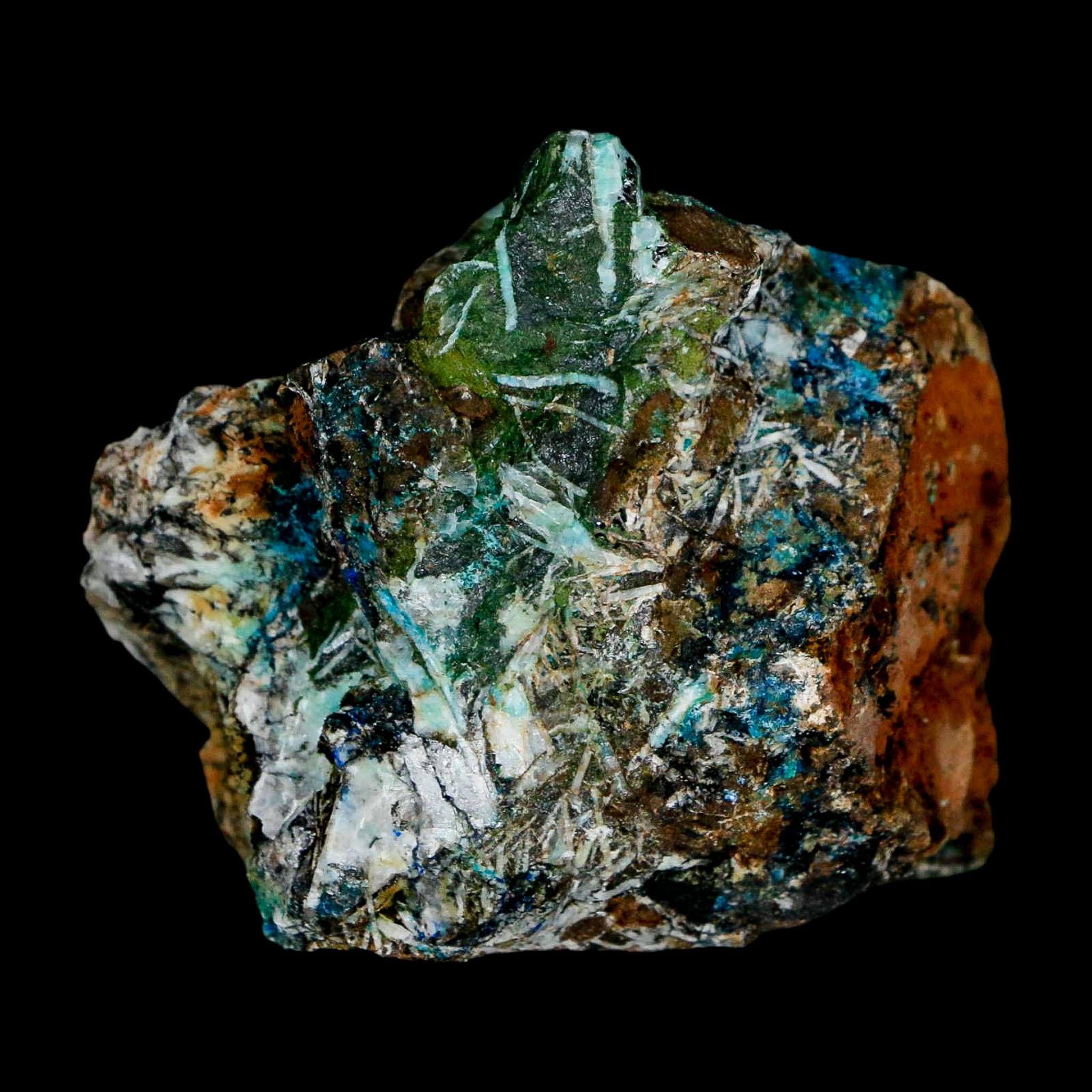 2.2" Azurite, Chrysocolla And Malachite Crystal Mineral Specimen On Matrix From Peru - Fossil Age Minerals