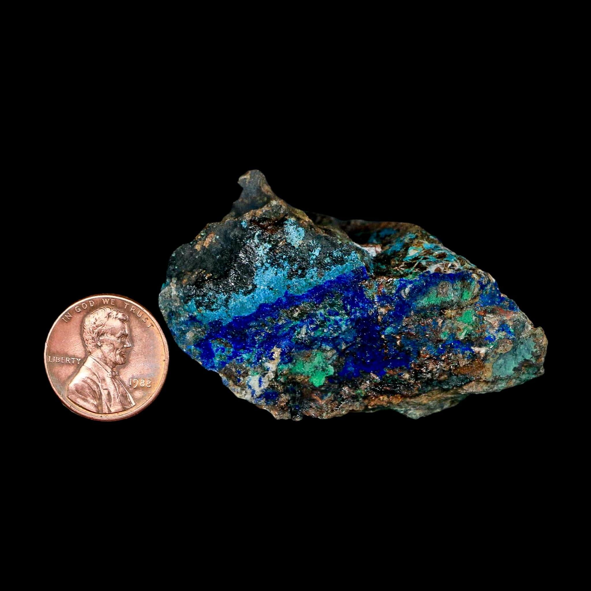 2.3" Azurite, Chrysocolla And Malachite Crystal Mineral Specimen On Matrix From Peru - Fossil Age Minerals
