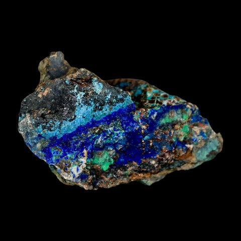 2.3" Azurite, Chrysocolla And Malachite Crystal Mineral Specimen On Matrix From Peru