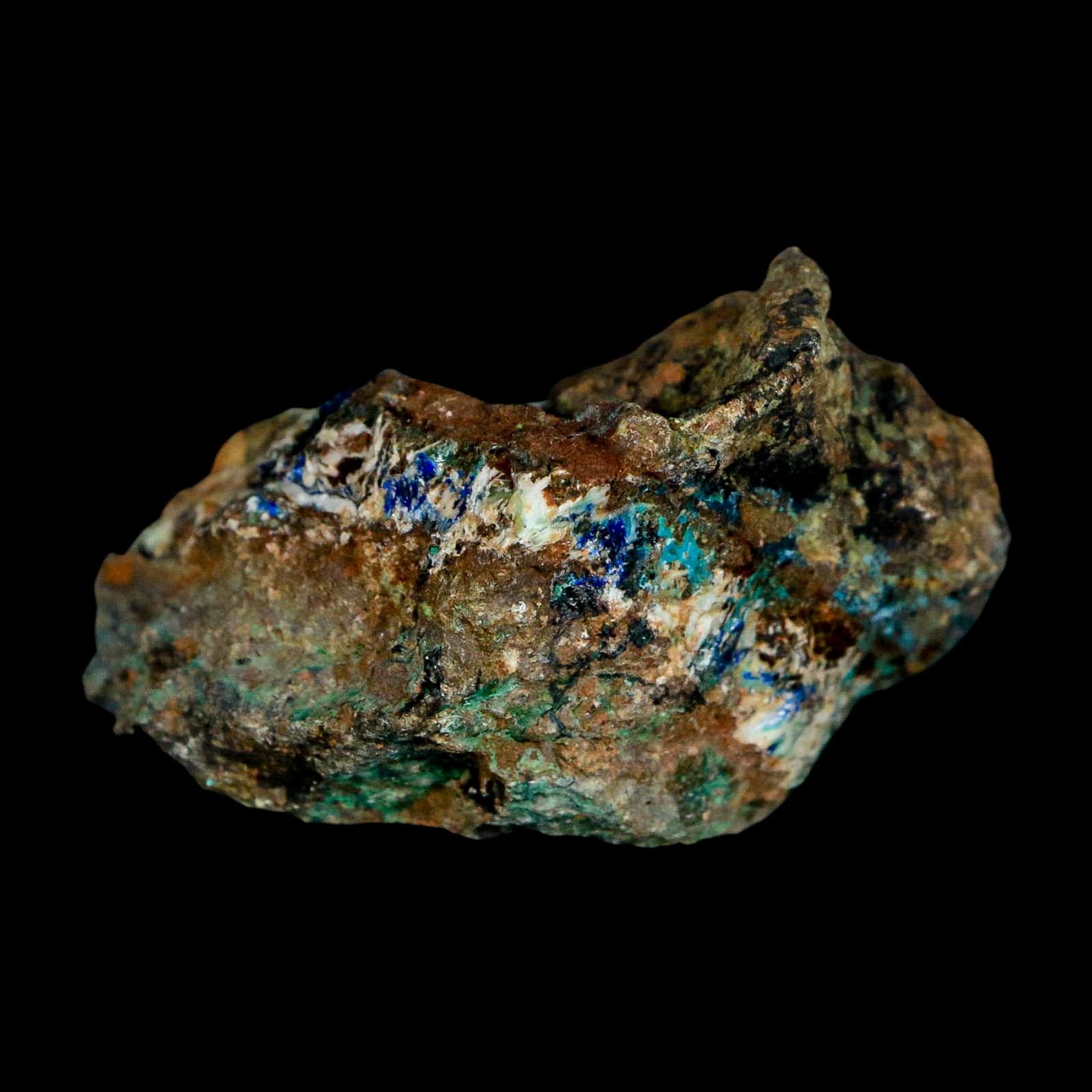 2.3" Azurite, Chrysocolla And Malachite Crystal Mineral Specimen On Matrix From Peru - Fossil Age Minerals