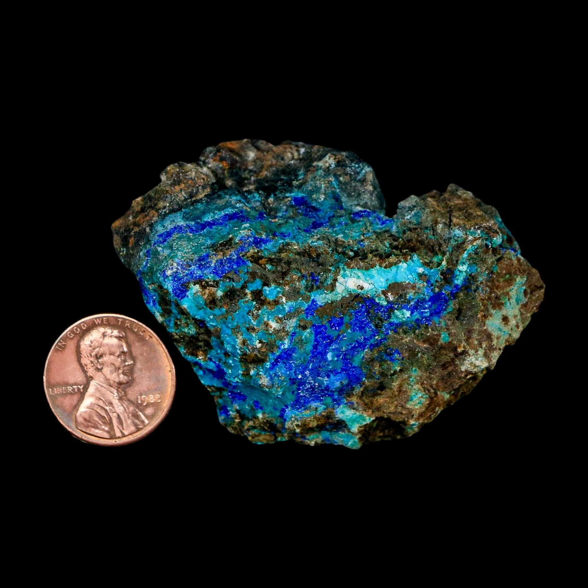 2.4" Azurite, Chrysocolla And Malachite Crystal Mineral Specimen On Matrix From Peru - Fossil Age Minerals