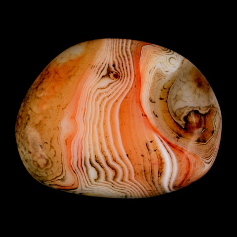 2" Natural Polished Red Silk Banded Agate Chalcedony Mineral Specimen - Fossil Age Minerals
