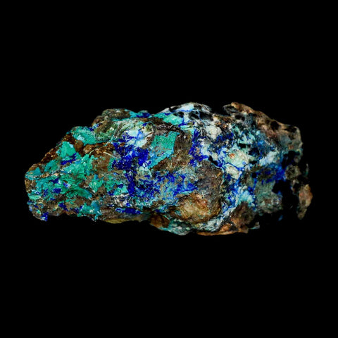 3.5" Azurite, Chrysocolla And Malachite Crystal Mineral Specimen On Matrix From Peru