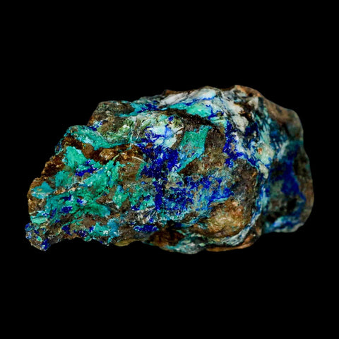 3.5" Azurite, Chrysocolla And Malachite Crystal Mineral Specimen On Matrix From Peru