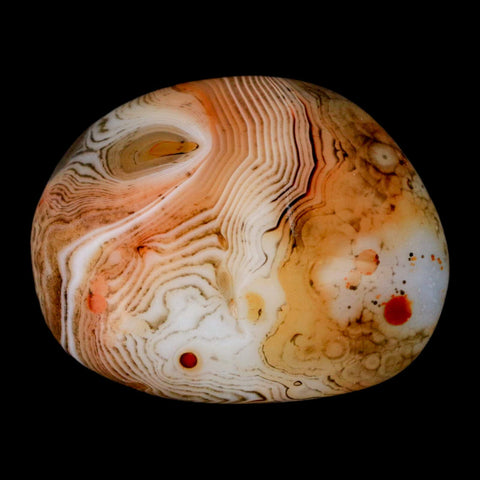 2" Natural Polished Red Silk Banded Agate Chalcedony Mineral Specimen - Fossil Age Minerals