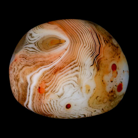 2" Natural Polished Red Silk Banded Agate Chalcedony Mineral Specimen - Fossil Age Minerals