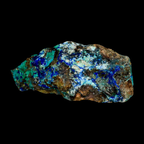 3.5" Azurite, Chrysocolla And Malachite Crystal Mineral Specimen On Matrix From Peru