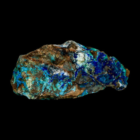 3.5" Azurite, Chrysocolla And Malachite Crystal Mineral Specimen On Matrix From Peru