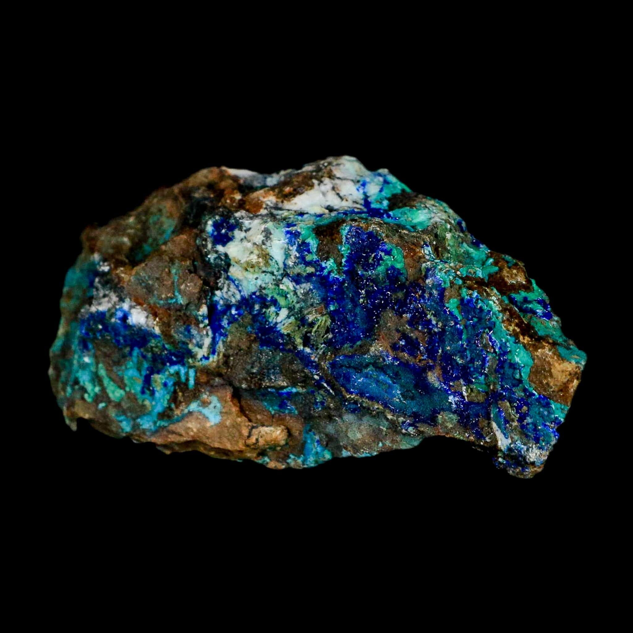 3.5" Azurite, Chrysocolla And Malachite Crystal Mineral Specimen On Matrix From Peru - Fossil Age Minerals