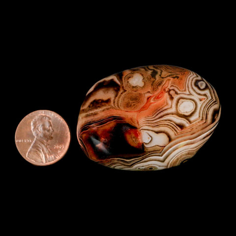 1.9" Natural Polished Red Silk Banded Agate Chalcedony Mineral Specimen - Fossil Age Minerals