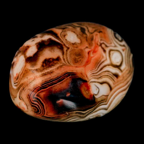 1.9" Natural Polished Red Silk Banded Agate Chalcedony Mineral Specimen - Fossil Age Minerals